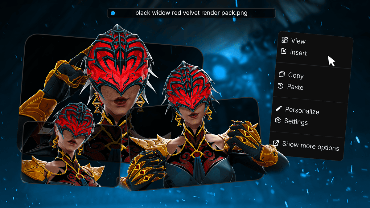 Red Velvet Black Widow Marvel Rivals render pack example 1