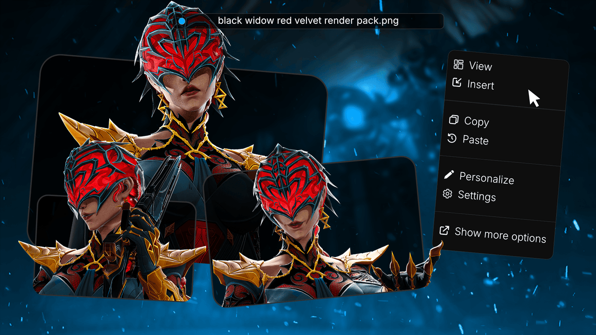 Red Velvet Black Widow Marvel Rivals render pack example 2