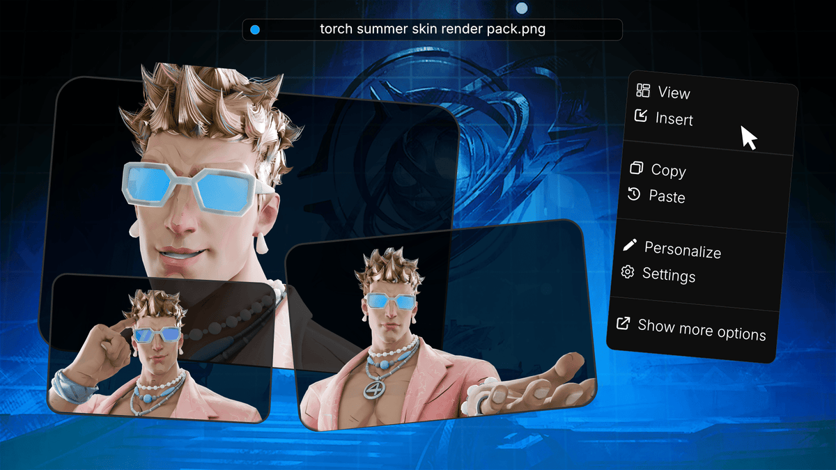 Sunny Sizzler Human Torch Marvel Rivals render pack example 3